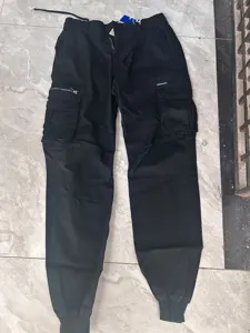 Men's casual loose cargo pants summer Japanese style black tactical trousers with multi-pockets