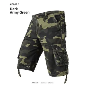 Men camouflage cargo shorts summer casual tactical multi-pocket military half pants