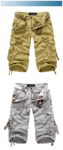 Herren lässige Mehrfache Taschen Cargo Shorts, lose große Größe Caprihosen in Khaki und Grau.