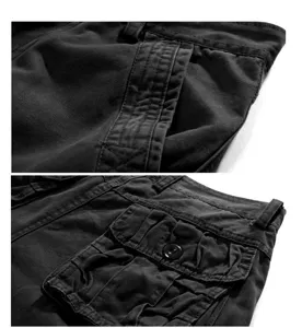 Mens casual cotton cargo shorts multi-pocket thick tactical short pants summer streetwear