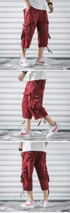 Herren Freizeit Multi-Taschen Cargo Shorts fuer Sommer lose sieben Punkte Arbeitshose
