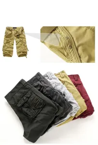 Herren Mehrtaschen Freizeit Cargo Shorts, lose bequeme einfarbige Übergröße Sommer Hose.