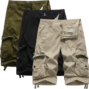 Pantaloncini Cargo in Cotone Casual da Uomo Multi-Tasca Vestibilità Larga Pantaloni Corti Estivi da Esterno