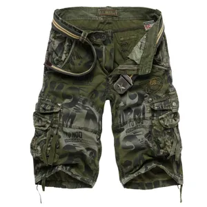 Men's camouflage cargo shorts casual multi-pocket military style summer five-point pants