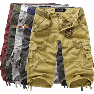 Herren Casual Baumwollmischung Cargo 3/4 Hosen Mehr Tasche Lose Fit Gerade Bein Capri Hosen Sommer Outdoor Tägliche Kleidung