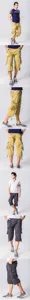 Mens casual cargo shorts detail view, multi-pocket design, loose fit summer capris.