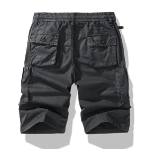 Men's casual cargo shorts solid color summer multi-pocket tactical shorts detail