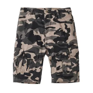 Mens casual camouflage cargo shorts multi-pocket straight fit tactical trousers summer