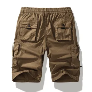 Men casual multi-pocket cargo shorts summer outdoor tactical wear khaki short pants.