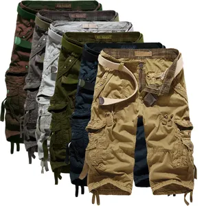 Men Casual Multi Pocket Cargo Pants Loose Fit Straight Leg Capri Trousers Summer Outdoor Cotton Blend Streetwear