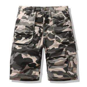 Pantalones cortos cargo de camuflaje para hombre casual tactico multi bolsillos