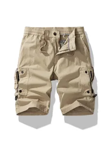 Men Casual Cargo Shorts Summer Multi Pocket Straight Fit Cotton Blend Sport Tactical Shorts Outdoor Streetwear
