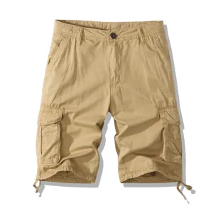Men's Casual Cargo Shorts Cotton Multi-Pocket Outdoor Straight Five-Point Pants Summer Fashion Daily Wear Bottoms