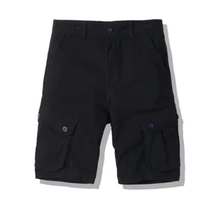 Men's Casual Cotton Cargo Shorts Summer Straight Fit Solid Color Multi-Pocket Military Five-Point Outdoor Shorts