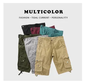 Herren lässige Cargoshorts Sommer Mehrtaschen Militär Stil Fünf-Viertel Hosen bunt