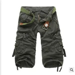 Herren Multi-Tasche Freizeit Cargo Shorts lose Passform Sommer Outdoor Baumwolle Hosen