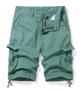 Mens casual cargo shorts military green multi pocket 5 inch shorts summer outdoor daily wear