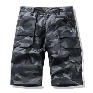 Pantalones cortos cargo de camuflaje gris para hombre bermudas casuales moda de verano