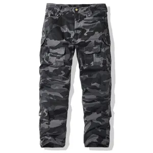 Men's camouflage cargo pants with multiple pockets, casual tactical military trousers.