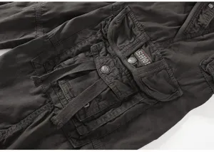 Detailed view of men's casual cargo shorts featuring multi pockets and durable fabric.