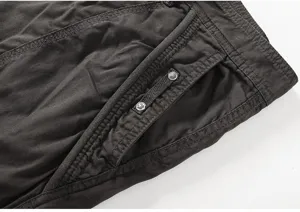Men casual cargo shorts pocket detail close-up dark grey summer fashion apparel style