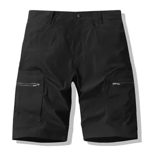 Men's solid black cargo shorts with multiple utility pockets and comfortable casual daily fit.