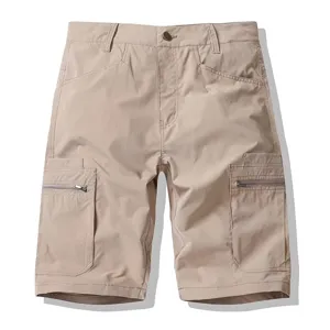 Men's casual multi-pocket cargo shorts summer breathable outdoor tactical sportswear khaki