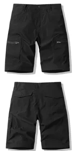 Men's black cargo shorts multi-pocket casual outdoor sports active five-point pants