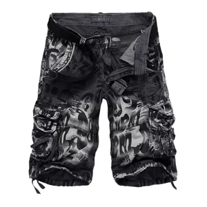 Men's Camouflage Cargo Shorts Casual Multi Pocket Cotton Summer Streetwear Loose Fit Five Point Pants