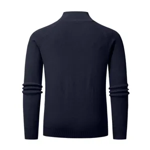 Maglione a costole verticali da uomo con collo alto mezza zip, caldo e confortevole.