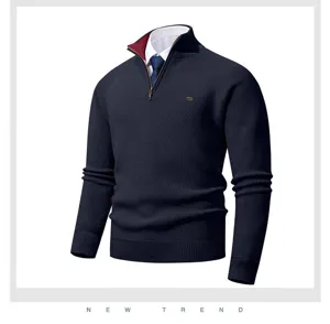 Men's half-zip turtleneck ribbed knit sweater casual winter thick warm pullover top
