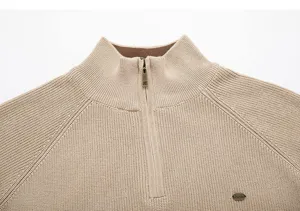 Maglione uomo a costine collo alto mezza zip pullover pesante caldo dettaglio nuovo