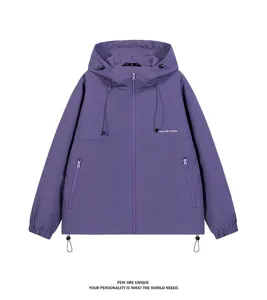 Men's autumn hooded jacket, Hong Kong style loose drop-shoulder coat, casual streetwear top.
