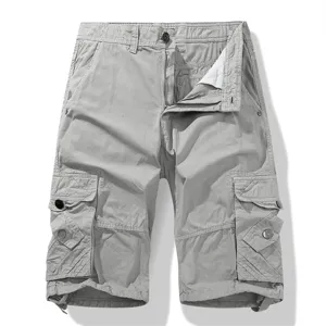 Herren Casual Baumwolle Cargo Shorts Sommer Mehrere Taschen Gerade Passform