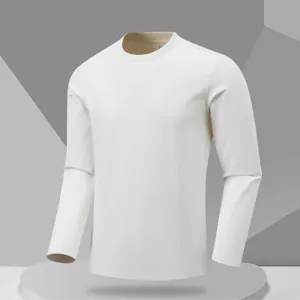 Men solid color crewneck long sleeve thermal base layer slim fit athletic compression shirt