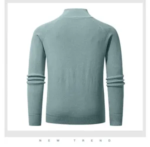 Men's half-zip ribbed knit sweater, mock neck casual long sleeve thermal pullover.