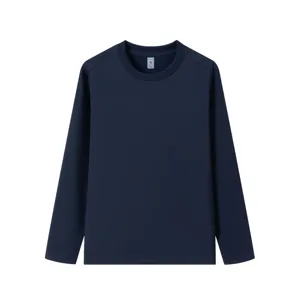 Long sleeve crewneck slim fit base layer t-shirt solid navy blue apparel basic top