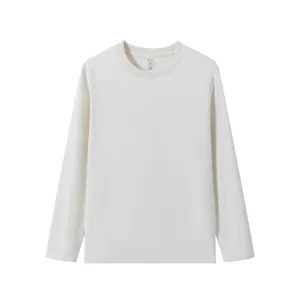 Solid color slim fit long sleeve crewneck t-shirt base layer for men and women daily wear