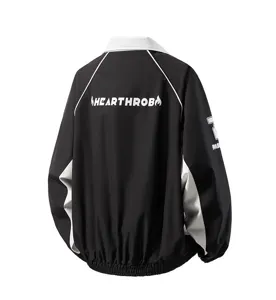 Herren Freizeit Stehkragen Windbreaker Jacke in schwarz weiss Streetwear Mantel
