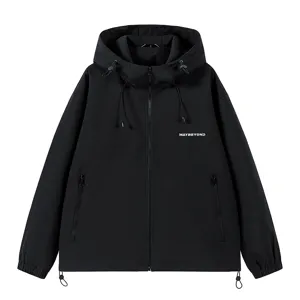 Men's Casual Hooded Cotton Jacket Loose Fit Long Sleeve Full Zip Windbreaker Solid Color Autumn Outerwear