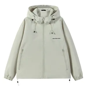 Men's autumn hooded casual jacket loose drop shoulder zipper coat stylish outerwear daily wear