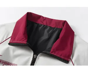 Herren Stehkragen Motorradjacke Detail, Kontrastfarben Design, stilvolle Streetwear.