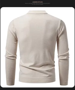 Men's casual long sleeve knit sweater basic pullover solid color slim fit top apparel