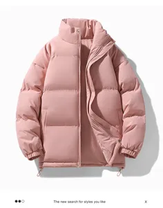 Giacca imbottita rosa invernale da uomo cappotto di pane caldo spesso stile casual