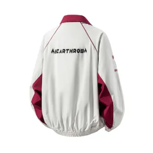 Herren Stehkragen Motorradjacke Streetwear Freizeitjacke mit Rücken-Grafikprint Neu Stil.