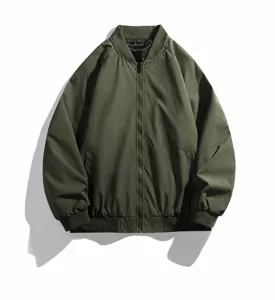 Mens bomber jacket loose fit windproof waterproof baseball collar stylish casual outerwear
