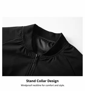 Black bomber jacket detail collar design windproof casual men clothing apparel style