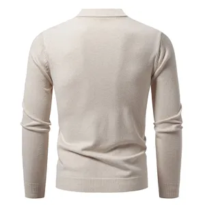 Men's Casual Long Sleeve Knitted Polo Sweater Basic Solid Color Pullover Fall Top