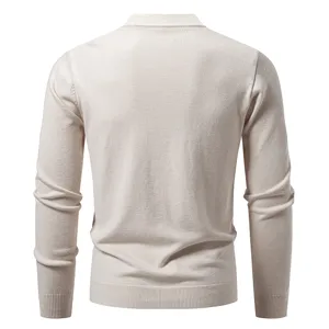 Men casual slim fit knit sweater solid color long sleeve pullover top main view display