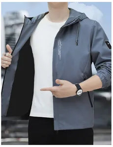 Giacca casual con cappuccio da uomo affari autunno inverno abbigliamento elegante e comodo.